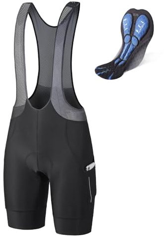 baleaf Men's Cycling Bib Shorts 4D Padded, Road Bike Cycling Bibs Biking Bicycle Shorts Gel Pockets UPF50+ Black XL
