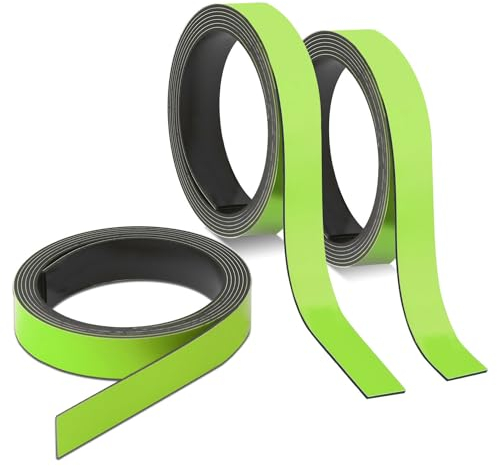 3x bandes magnétiques vertes I env. 1 cm x 1 m de bande magnétique pour marquer la répartition sur les tableaux blancs, les étagères de stockage et les calendriers I étiquettes magnétiques I mag236