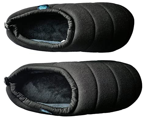 OR8 Wellness Pantuflas con soporte de arco para aliviar la fascitis plantar, sandalias cómodas y de apoyo, suela antideslizante, forro cálido, zapatos para exteriores, color negro, Black, 40/41 EU