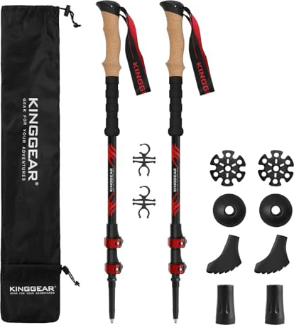 KINGGEAR 100% Carbon Fiber Trekking Poles for Hiking