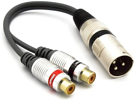 VITALCO Adattatore da XLR maschio a 2 x RCA femmina, microfono a 3 poli su cavo audio RCA