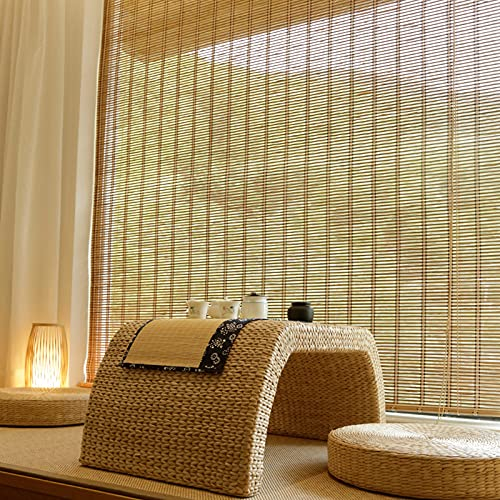 FENGSHOUU Bambusrollo Natur Bambus Rollo,Bambus Raffrollo,Sonnenschutz Sichtschutz Rollo Seitenzugrollo,für Fenster und Türen,Blickdicht,Einfache Montage,Anpassbar,Breite×Höhe (90cm x 100cm)