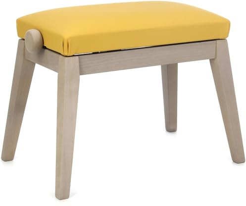 K&M - Banqueta gris para piano, asiento amarillo imitación cuero