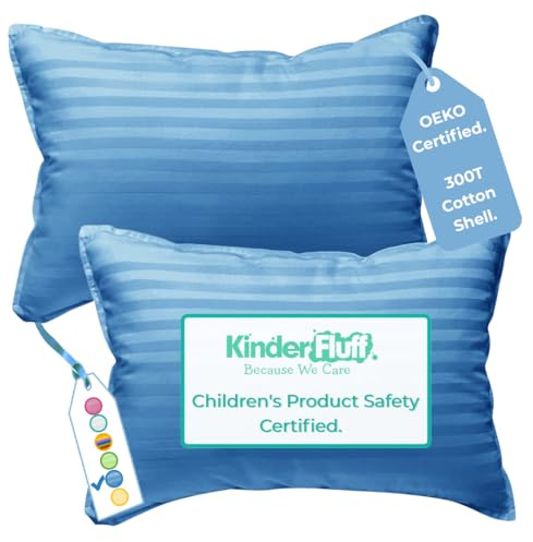 kinder Fluff Pre-Teen Kids Pillow 2X (No Pillowcase Needed), 12+ Blue