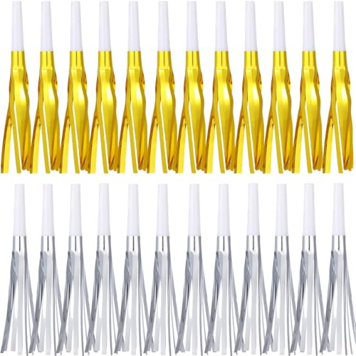 LCPQMZGH 24 Pcs Party Blowers, New Years Eve Noise Makers, for Gold Noise Makers Party Favors, Baby Shower, Kids Birthday, New Year Party