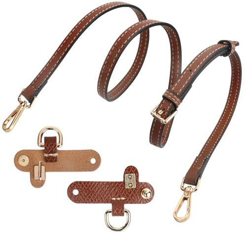 TEHEO Schulterriemen für Longchamp Braun, Kompatibel mit Longchamp Tasche Schultergurt, Schultergurt kompatibel mit Longchamp, Schulterriemen aus Leder für Minitaschen, Kompatibel mit Longchamp Strap