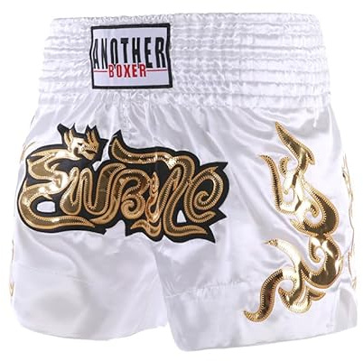 Volere è Potere Boxningsshorts vandringsshorts kickboxningsshorts muay thailändska shorts gym boxning för män och kvinnor lyxiga MMA-shorts, Vitt, L