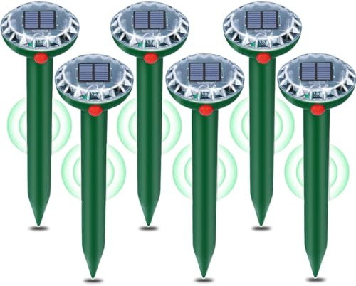Jokresty 6 Pack Solar Mole Repellent,Ultrasonic Mole Repeller,Sonic Mole Repeller with Waterproof Get Rid of Snakes,Voles, Gophers,Rodents for Outdoor Lawn Garden Yards