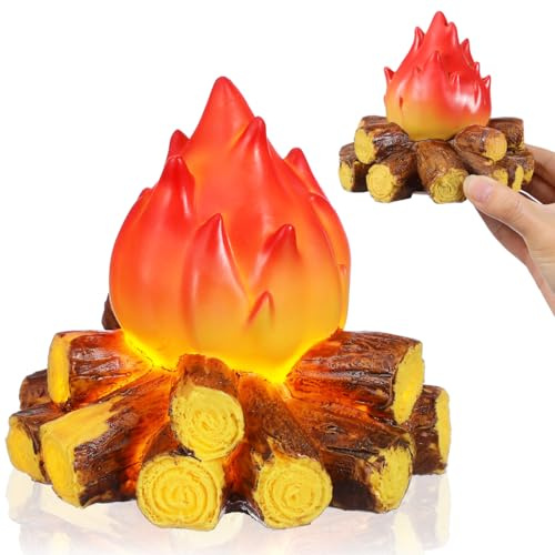 DOITOOL Christmas Faux Flickering Fire : LED Flame Effect Night Light,Light up Fireplace Logs Creative Simulation Mini Campfire Lamp, Fake Resin Decorative Indoor Miniature Dollhouse Accessories