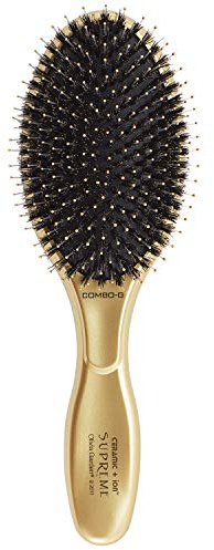 Olivia Garden Ceramic + Ion Supreme Paddle Hair Brush for Men and Women - Professional Boar Bristle Hair Brush for All Hair Lengths - Frizz-Free Results