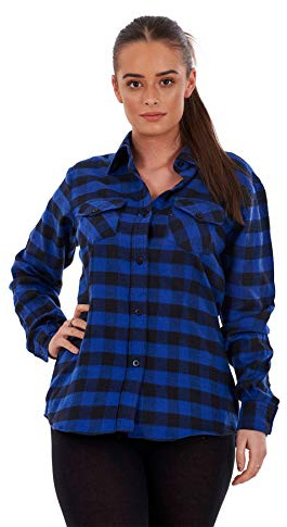 Malay Ladies Casual Flannel Shirts Brushed Cotton Check Long Sleeve Pleated Red Black