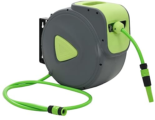 vidaXL Avvolgitubo Automatico Retrattile a Parete 30+2m Tubo Acqua Spruzzatore