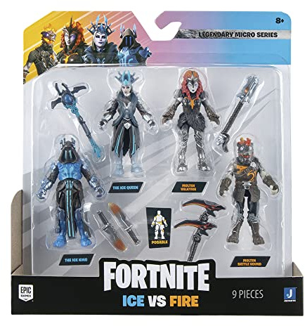 Fortnite FNT1120 Micro Squad-Four Figuras articuladas de 2.5 Pulgadas con Herramientas de Cosecha, Multi