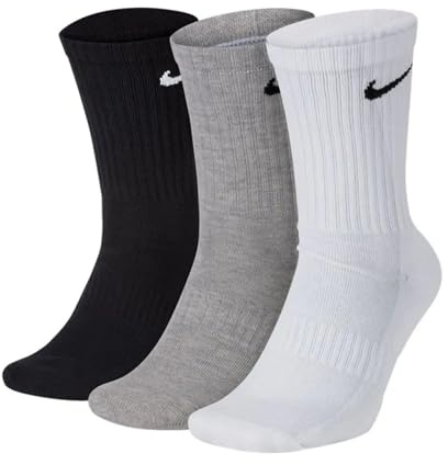 Nike 5 Paar Socken Herren Damen Unisex Season 2021/22 Sport Socks Größe 34 36 38 40 42 44 46 48 50, Farbe:weiß grau schwarz, Größe:38-42