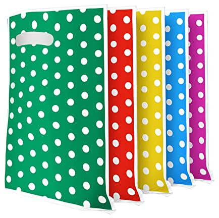 Flintronic 30PCS Bolsas de regalo, Bolsas de Dulces de Regalo Coloridas, Bolsas Cumpleaños, Bolsas Plastico de Colores, Bolsas para Fiestas de Cumpleaños/Bodas/Navidad-5 Colores