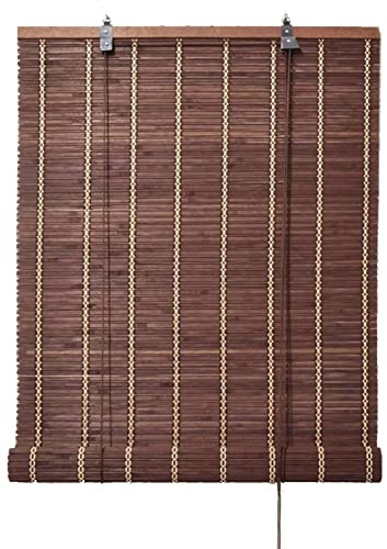 NIANXINN Bamboo Roll Up Window Blind Sun Shade,Rustic Style Wood Roman Shades,Blackout Curtain,Sunshade Privacy Bamboo Roller Blinds for Indoor Outdoors,Dark Brown,Customizable (W90xH140cm/36x55in)