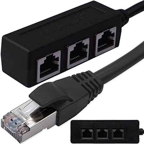 Retoo LAN Splitter 1 auf 3, RJ45 Ethernet, Ethernet-Verlängerungskabelkabel, Transfer-Anschluss-Splitter, Netzwerk, 1 Stecker auf 3 Buchse, LAN Anschluss Verteiler