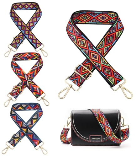 Lymshine Schultergurt für Taschen Taschengurt Taschengurte zum Wechseln - 4 Stück Schulterriemen Verstellbarer Taschenriemen Breit Bunt Boho mit Karabiner Gurt für Handtasche 75-130cm