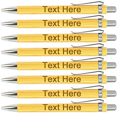 Stylo Personnalisé avec Nom Logo Text Gravé pour Réunion Entreprise Église Mariage Bambou Rétractable Stylos à Bille 100 Pcs