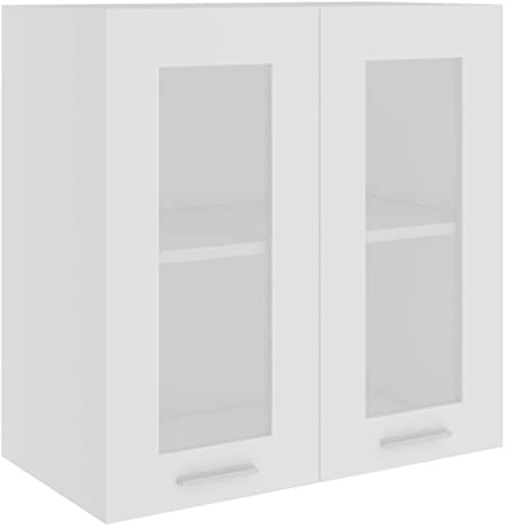 vidaXL Hängeschrank Lyon, 60x31x60 cm, Weiß, Holzwerkstoff & Glas, Wandregal, Bad- & Küchenaufbewahrung, Home Organizer
