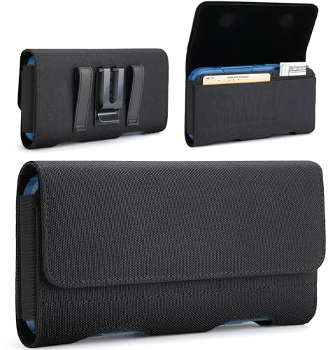 Gcepls Custodia per cellulare con cinturino, portafoglio con chiusura magnetica, supporto per carte di credito, supporto per cellulare in nylon fatto a mano per iPhone 17 16 15 14 Pro Max, Galaxy S25