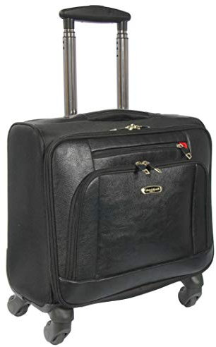 House Of Leather Atlanta - Maletín de viaje con 4 ruedas, Black, L, Estuche Pilot