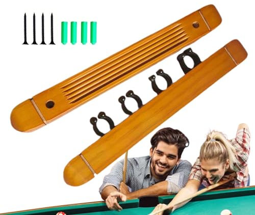 Halterung für Billard-Queue, 4 Queue-Klammern, Halterung für Billardqueues, aus hartem | Robuste Wandhalterung für Billardstäbe, eleganter Ständer für