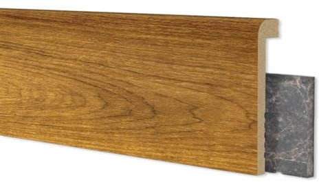 Battiscopa coprimarmo duropolimero effetto legno rovere caldo - Zoccolo da cucina 2000x100x25 mm - Battiscopa resistente agli urti (2 Pezzi da 1000x100x25 mm)