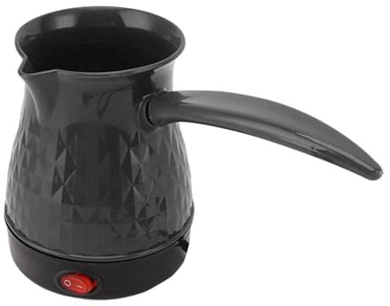 Pongnas Mini Caffettiera Elettrica con Doppia Protezione 500 Ml in Acciaio Inossidabile a Riscaldamento Rapido con Manico Rimovibile per la Casa (BLACK)