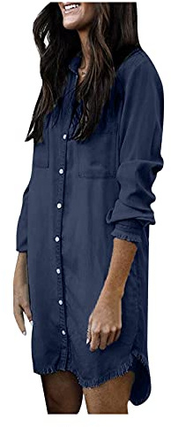 Camisa vaquera de manga larga para mujer, blusa vaquera para mujer, verano, larga, con botones, informal, chaqueta vaquera, sudadera ligera vaquera, blusa vaquera, camisas de mezclilla, camisas
