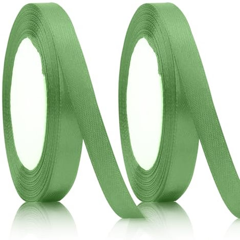 2 cintas de regalo verde – 10 mm 22 m cinta de raso, cinta decorativa, cinta de flores, cinta fruncidora para decoración