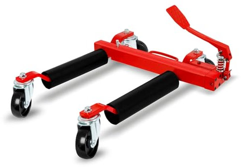 EBERTH Cric Idraulico per Auto, Portata 680 kg, Larghezza Max Pneumatico 230 mm, Larghezza Minima 345 mm, Massima 630 mm, Carrello Sposta Auto, Crick con 4 ruote piroettanti, Sollevatore Pneumatico