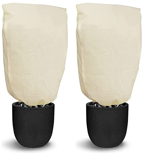 Photener Tessuto Non Tessuto per Piante 100 x 80 cm 2 Pezzi, 80 g/m², Telo per Piante Inverno Antigelo, Telo Copri Piante Inverno, Antivento e Antigelo con Cerniera e Cordoncino, Facile da Installare