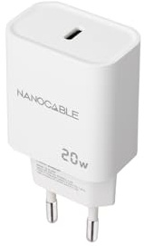 NANOCABLE 10.10.2005 – Chargeur USB-C PD 20W, Charge Rapide et compacte, Compatible avec Smartphones et tablettes, Blanc