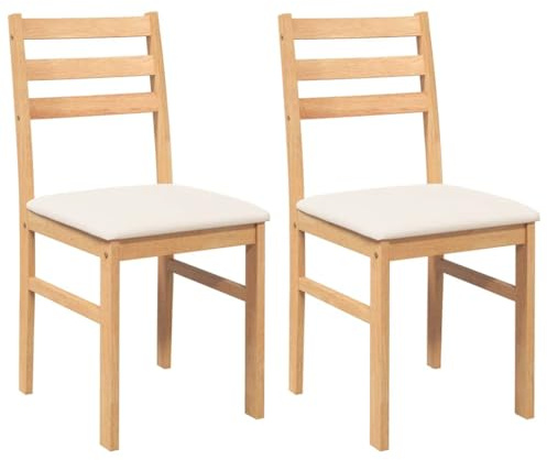 vidaXL Sillas de Comedor con Cojines 2 uds Madera Maciza Caucho, Silla de Comedor, Silla de Cocina, Asiento de Comedor, Silla, Silla de Sala de Estar