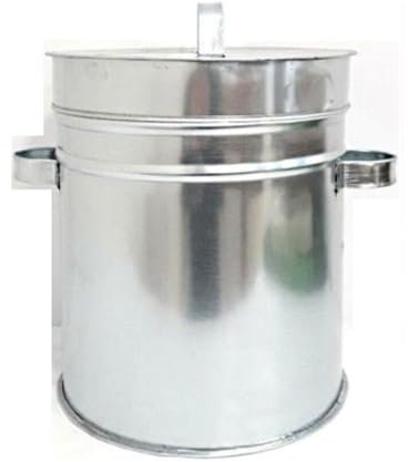 CONTENITORE SECCHIO SMORZA CARBONE SPEGNI BRACE IN FERRO Ø 26X36 h CENERE