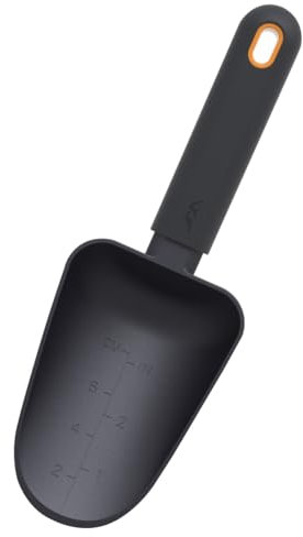 JIMIHOME Paleta de jardinería W101 - Pala de Mano de Aluminio Ligero con Mango ergonómico Antideslizante, Escala de Profundidad y Agujero para Colgar (Pala)