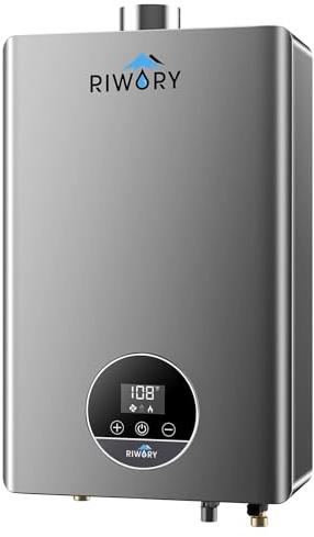 RIWORY 102000 BTU Natural Gas Tankless Water Heater, Max 4.3 GPM Intelligent Constant Indoor Instant Gas On Demand Hot Water Heater Tankless with Freeze Protection, 3/4 NPT, for 3-4 Water Points