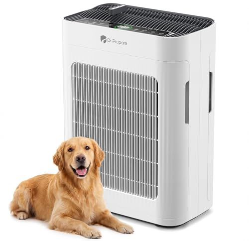 Dr.Prepare H13 True HEPA Air Purifier for Home Large Room up to 78㎡, CADR 300m³/h, Double-Sided Intake Pet Air Cleaner with Quiet 20dB Sleep Mode, Auto Sensor, Washable Pre-Filter for Pollen Odors