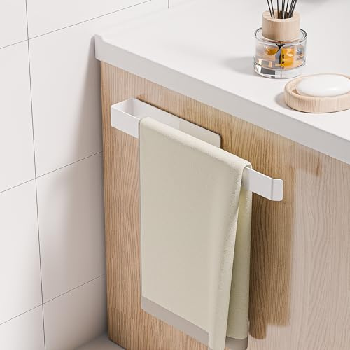 Aikzik Handtuchhalter, Handtuchhalter ohne Bohren, Aluminium Vollmetall Geschirrtuchhalter für Bad & Küche, Weiß