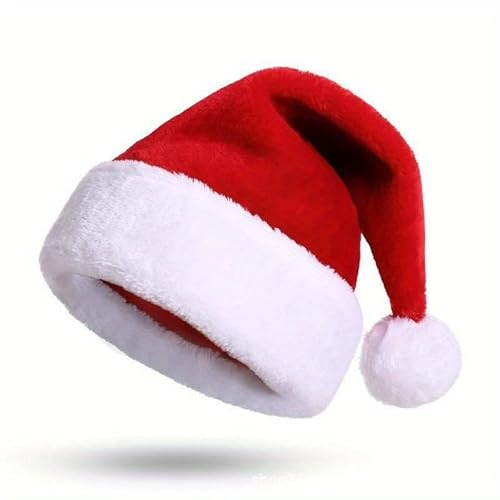 UZEYAX Bonnet de Noël, Chapeaux de Père Noël pour Adultes Unisexe Classique Confort Extra Chapeau de Nol Épais Accessoire de Déguisement pour Noë Nouvel An Fournitures de Fête