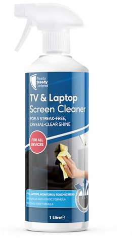 TV & Laptop Screen Cleaner Spray 1L | Streak-Free Anti-Static Screen Cleaning Solution | Alcohol-Free Non-Toxic Formula | Safe for LED OLED LCD Monitors Laptops iPads iPhones Tablets
