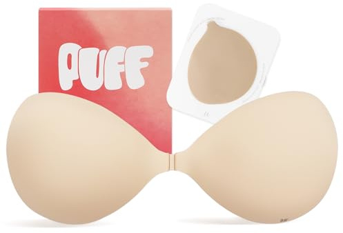 Invisible Strapless Sticky Bra Push up for Women, Adhesive Bra for Backless Dress, Silicone Cleavage Lift Nipple Covers(B Cup, Beige)