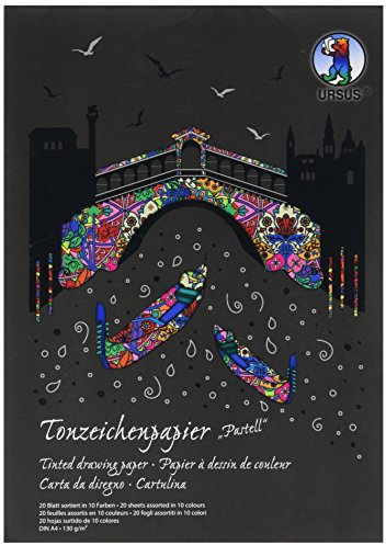 Ursus 2144699se – Ton Papier Bloc A4 édition spéciale Pastel, 130 g/m², 20 Feuilles en 10 Couleurs Assorties