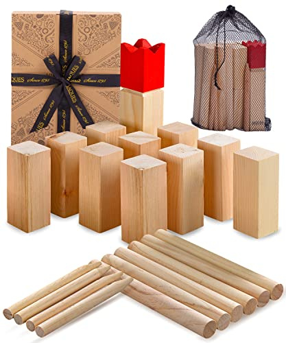 Jaques of London Compact Garden Kubb Outdoor Games | Garden Family Games for Kids and Adults | Kubb Game | Wooden Outdoor Games | Since 1795