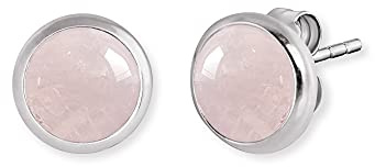 Engelsrufer Damen Ohrstecker aus Sterling Silber mit Rosenquarz, rhodiniert, Steckverschluss, nickelfrei
