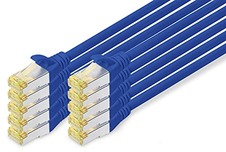 DIGITUS CAT 6A S-FTP Patchkabel Cu LSZH AWG 27/7 Länge 5m 5x Stück Farbe blau Netzwerk 6a SFTP 5 m low-smoke zero-halogen