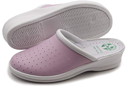 Poligono Hälsoskor för Män och Kvinnor, Stängda Arbetsskor, Hälsosamma Träskor, Bekväma Ortopediska Skor med Anatomisk Sula, Rosa för kvinnor, 35