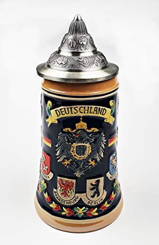 Bierkrug Deutschland mit Deckel Zinn Zinndeckel Bierhumpen Bierseidel Bundesländer