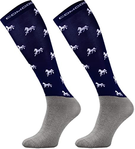 TODO Comodo Chaussettes Equitation Femme, Fille et Enfant, l'été, mince, respirant | Chaussette d'équitation ete STPJM (35-38, STPJM – Horses 03)